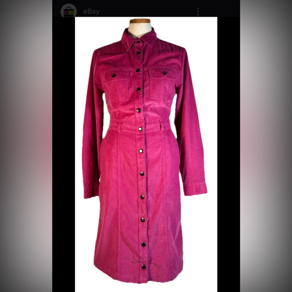 Loft -pink magenta corduroy -midi dress